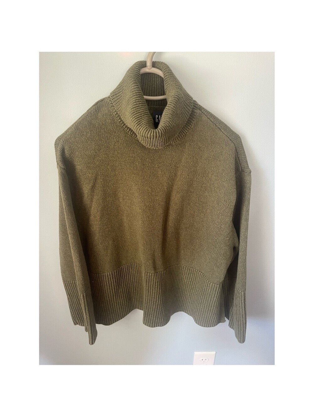 Gap 24/7 Split-Hem Turtleneck Sweater Green Small